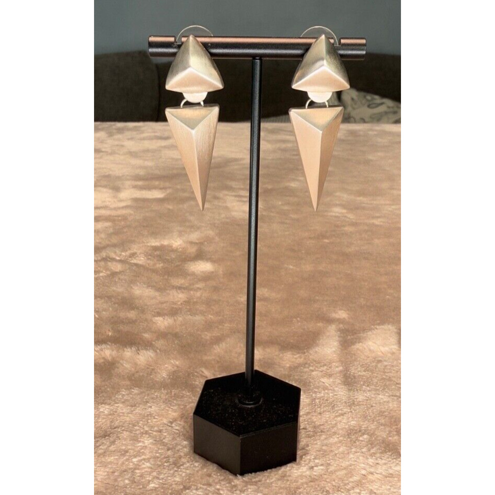 Kendra Scott Vivian Statement Drop Earrings Brushed Silver Tone NEW